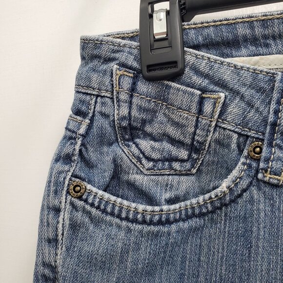 Mudd Junior's Vintage Y2K Light Wash Distressed Denim Low Rise Skinny Jeans Sz 7 - Picture 2 of 6